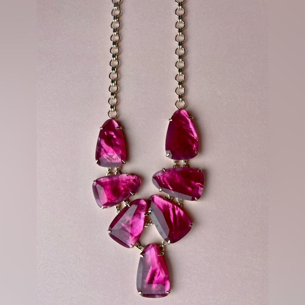 Kendra Scott Harlie Necklace Pink Berry Burgundy Illusion 14k Gold Plated NWT - Picture 6 of 16